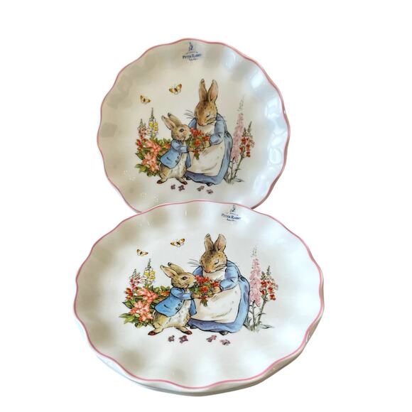 NEW Beatrix Potter Peter Rabbit and Mom Pink Edge Easter Dinner Plates Set of 4 - Picture 15 of 15